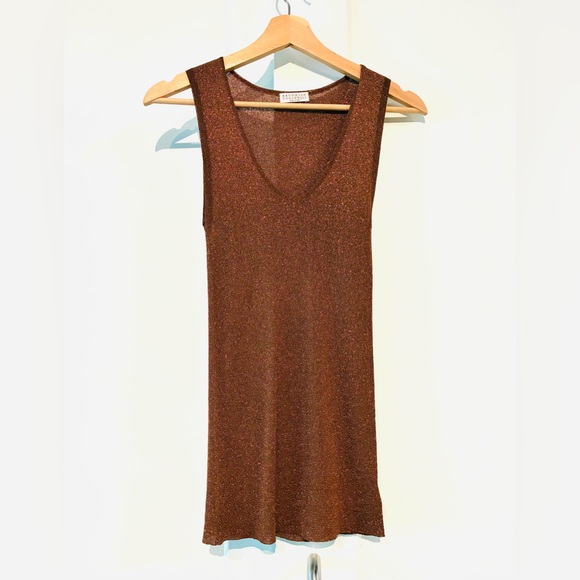 Brunello Cucinelli ✨ XS Metallic Tank Top - Luxe Bronze Glam 🥃